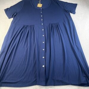 New Blue Sky Clothing Co Womens 2X Navy Bamboo Lycra Button Front Nelly Dress